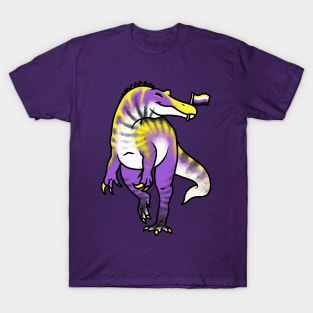 NON-BINARYonyx Prideosaur - Pride Month Non-Binary Flag Dinosaur T-Shirt